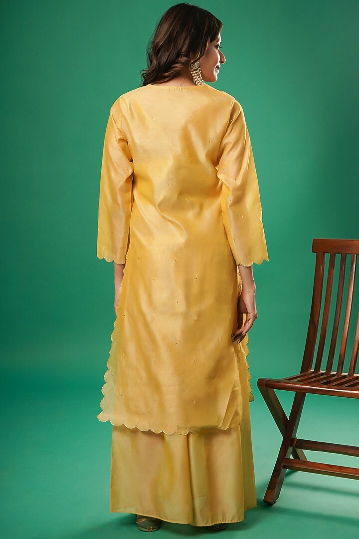 Yellow Chanderi Cotton Kurta Set by SAMAK BY MARZIAMEHDI at Pernia's Pop Up Shop