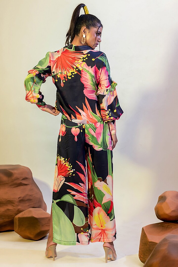 Multi-Colored Viscose Satin Printed Shirt by That Thing You Love at Pernia's Pop Up Shop