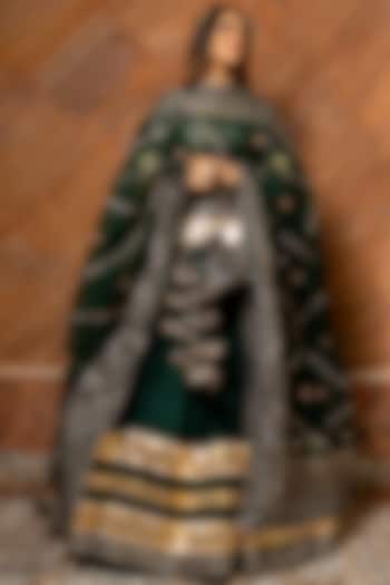 Dark Green Silk Wedding Lehenga Set by Pomcha Jaipur at Pernia's Pop Up Shop