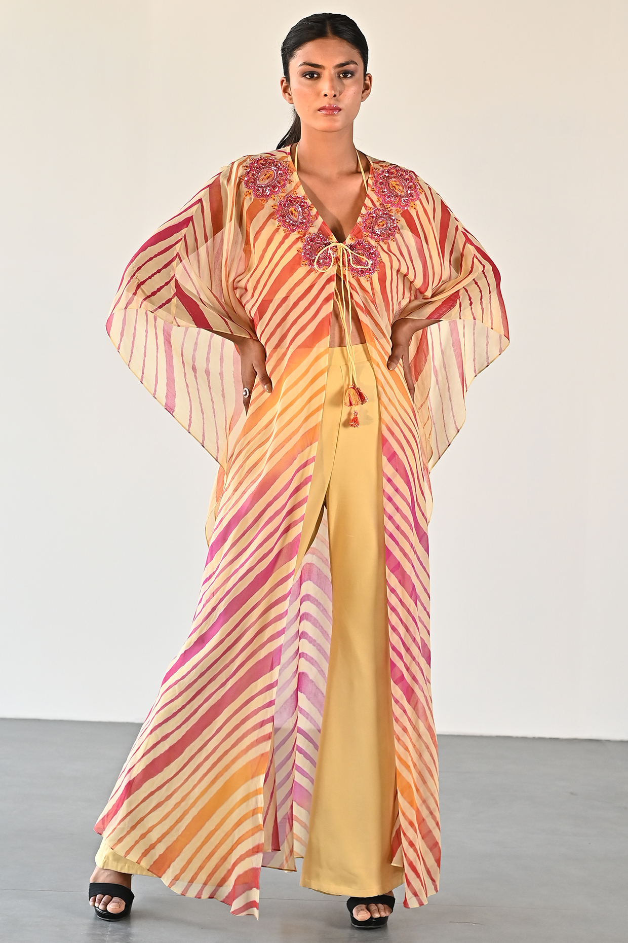 Light Mustard Georgette Jacket Set by K-ANSHIKA Jaipur at Pernia's Pop Up Shop