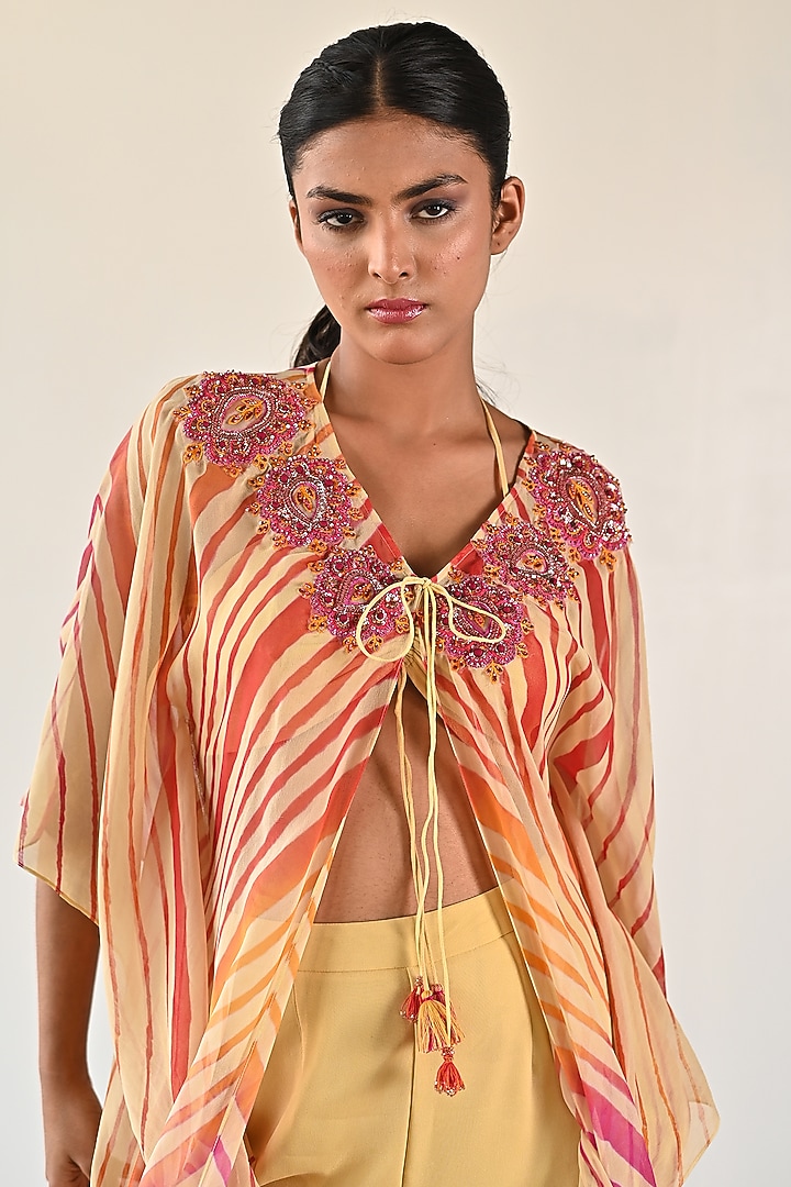 Light Mustard Georgette Jacket Set by K-ANSHIKA Jaipur at Pernia's Pop Up Shop