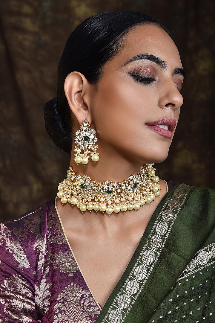 Gold Finish Handcrafted Necklace Set by Swabhimann Jewellery at Pernia's Pop Up Shop