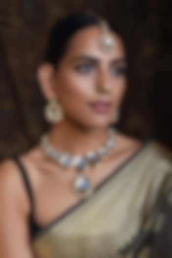 Gold Finish Kundan Bridal Necklace Set by Swabhimann Jewellery at Pernia's Pop Up Shop