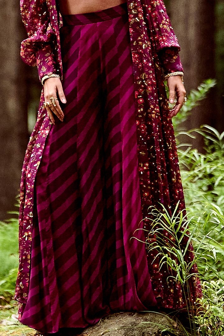 Grape Purple Embellished Jacket Set by Paulmi & Harsh at Pernia's Pop Up Shop