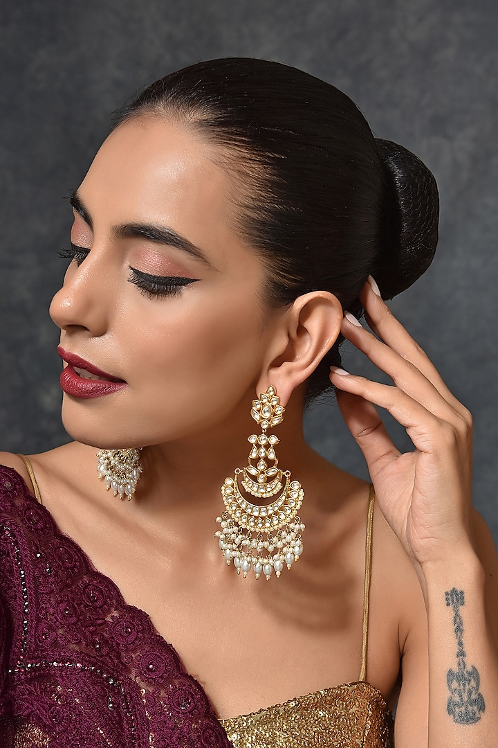Gold Finish Chandbali Earrings by Swabhimann Jewellery