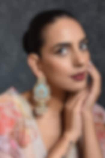 Gold Finish Enameled Jhumka Earrings by Swabhimann Jewellery at Pernia's Pop Up Shop