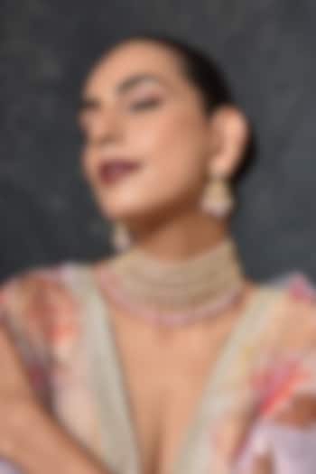 Gold Finish Kundan Polki Choker Necklace Set by Swabhimann Jewellery at Pernia's Pop Up Shop