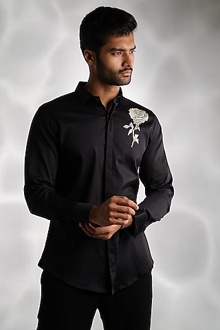 Buy Black Party Wear Shirt for men Online from Indian Designers 2024