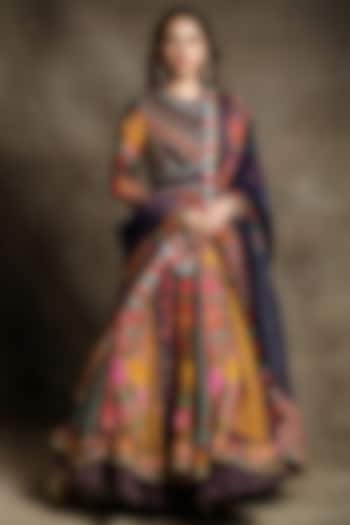 Multi-Colored Silk Digital Printed Bridal Anarkali Set by TORANI at Pernia's Pop Up Shop