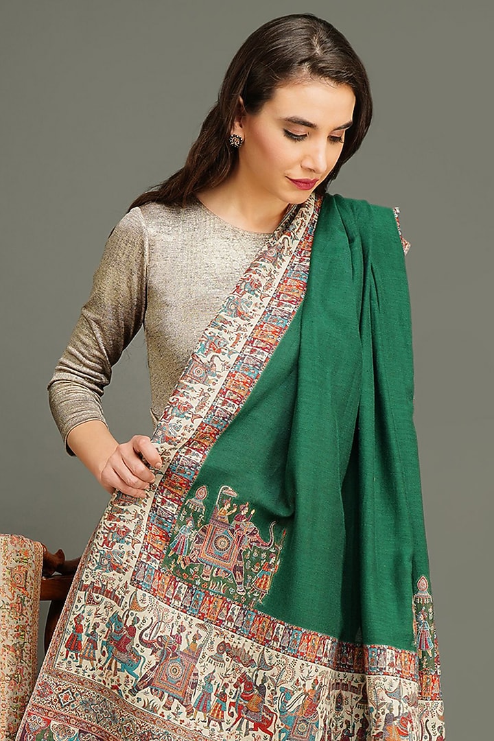 Green Pashmina Shawl by DUSALA ACCESSORIES at Pernia's Pop Up Shop