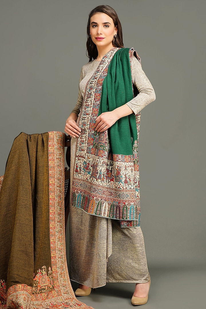 Green Pashmina Shawl by DUSALA ACCESSORIES at Pernia's Pop Up Shop