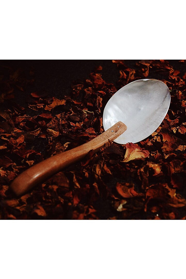 Silver Seashell & Neem Wood Spoons (Set of 6) by THOA at Pernia's Pop Up Shop