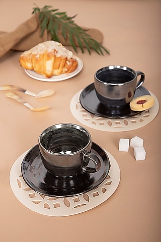 Silver Cosmic Glaze Tea Set (Set Of 2) by THOA