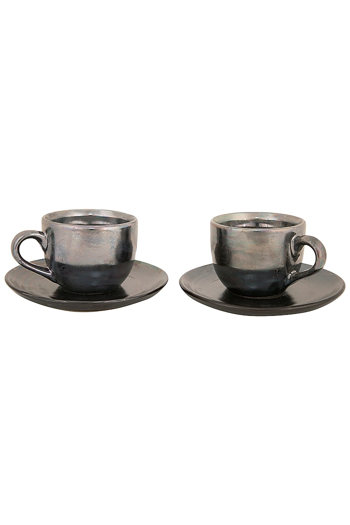 Silver Cosmic Glaze Tea Set (Set Of 2) by THOA at Pernia's Pop Up Shop