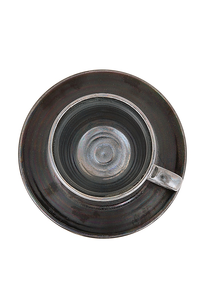 Silver Cosmic Glaze Tea Set (Set Of 2) by THOA at Pernia's Pop Up Shop