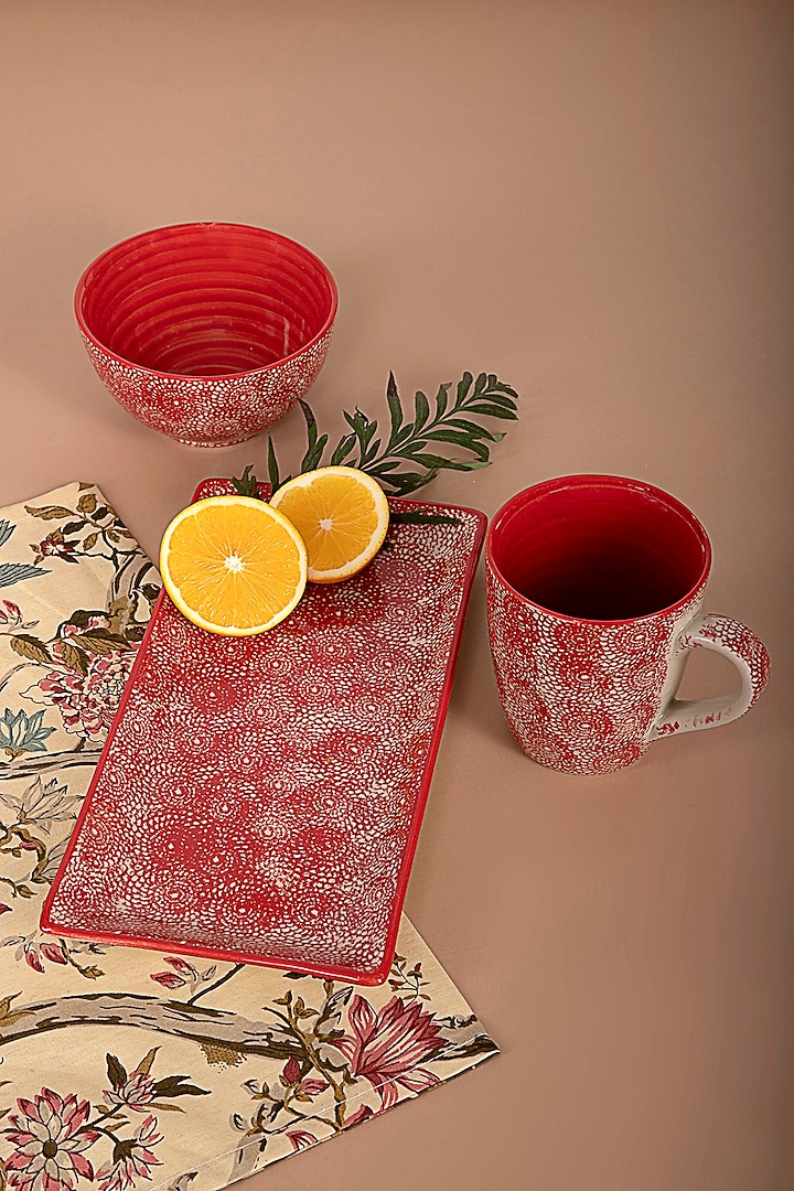 Red Breakfast In Bed (Set Of 3) by THOA