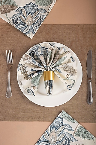 Floral Blue Autumn Napkin (Set Of 6) by THOA