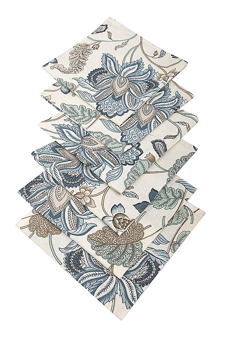Floral Blue Autumn Napkin (Set Of 6) by THOA at Pernia's Pop Up Shop