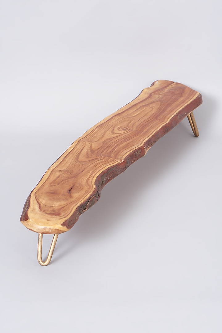 Brown Raw Wood Long Cheese Platter by THOA