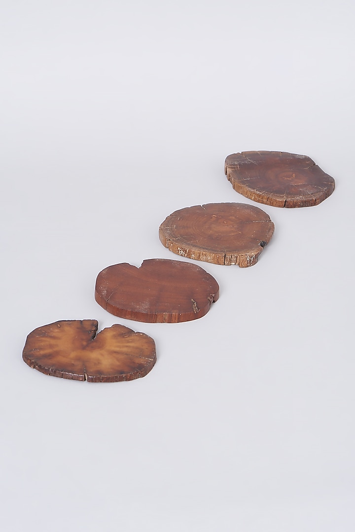 Brown Wood Coasters (Set Of 4) by THOA