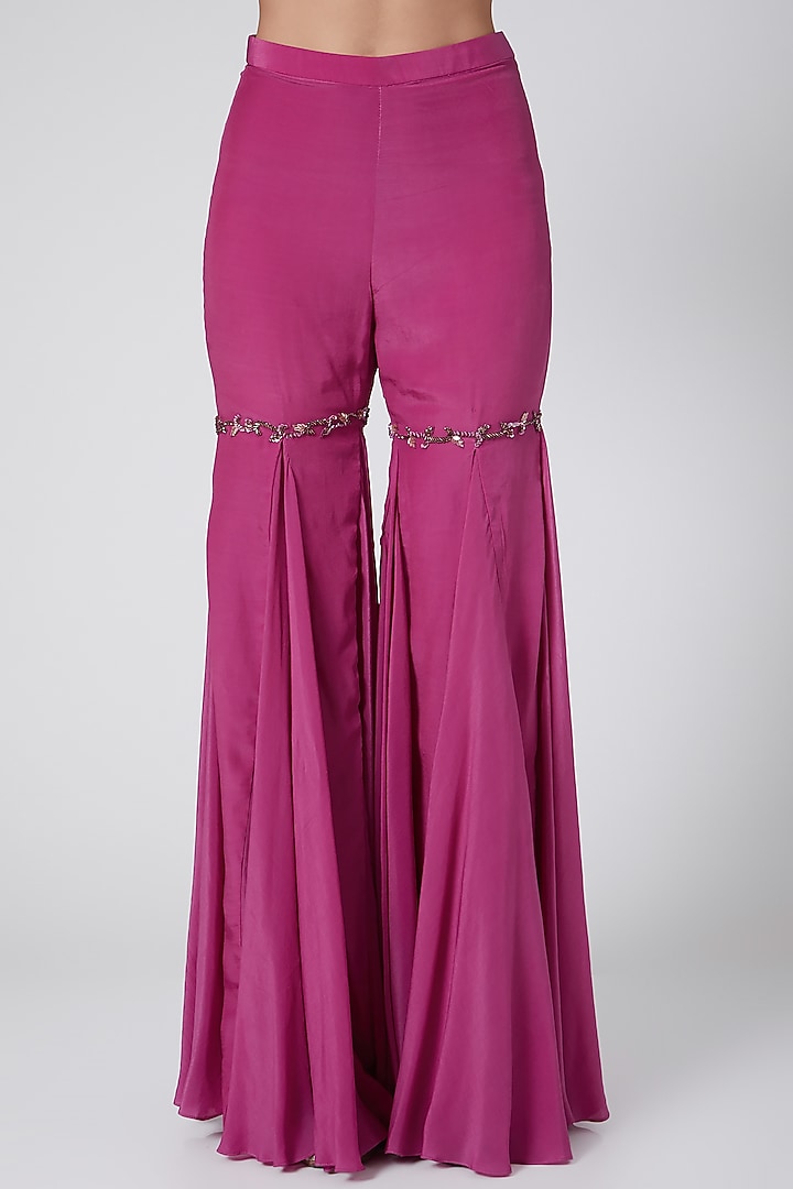 Purple Embroidered Wedding Sharara Set by Dheeru Taneja at Pernia's Pop Up Shop