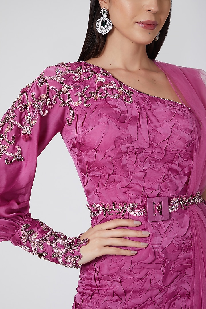 Purple Embroidered Wedding Sharara Set by Dheeru Taneja at Pernia's Pop Up Shop
