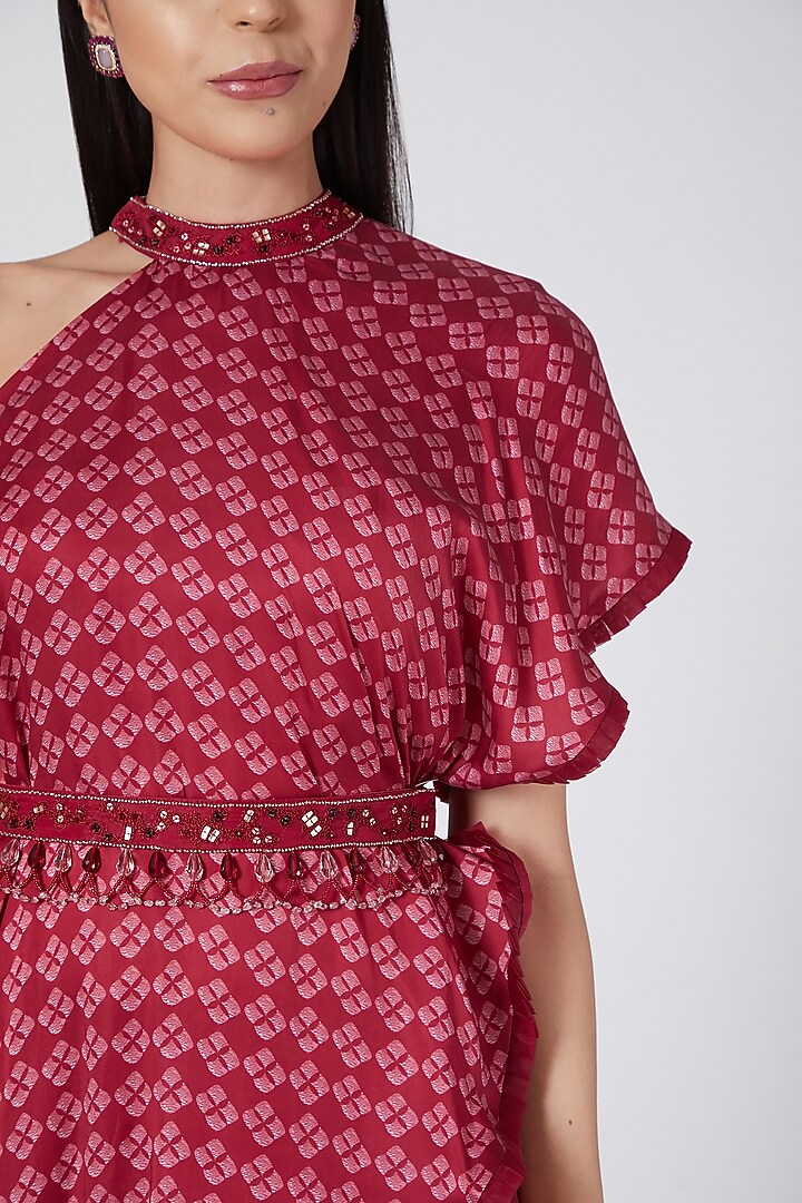Red Printed Pants Set by Dheeru Taneja at Pernia's Pop Up Shop