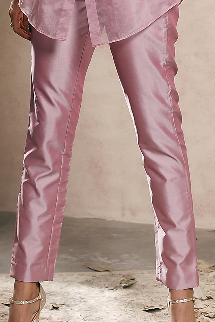 Blush Pink Embroidered Pant Set by Dheeru Taneja at Pernia's Pop Up Shop