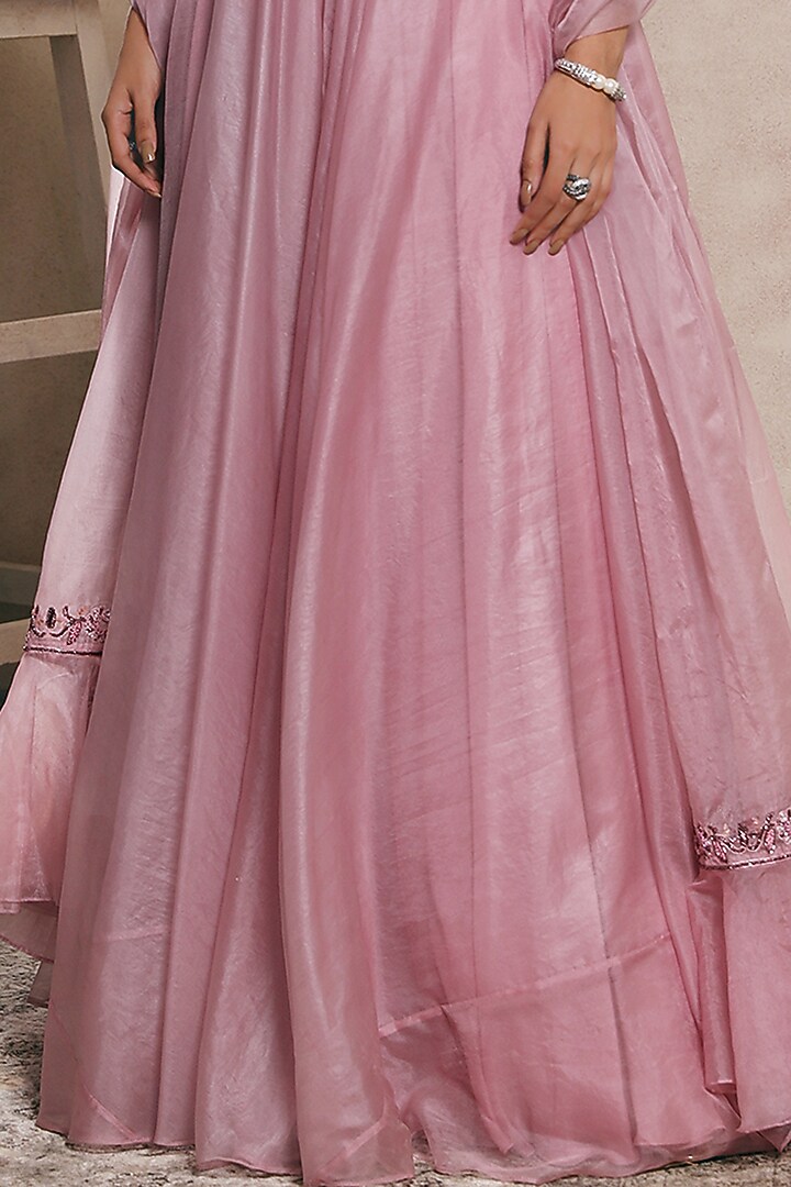 Blush Pink Tafetta Silk Wedding Lehenga Set by Dheeru Taneja at Pernia's Pop Up Shop