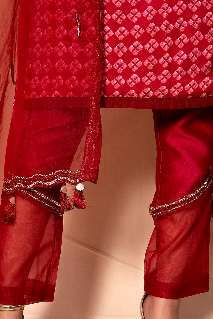 Cadmium Red & Pink Printed Tunic Set by Dheeru Taneja at Pernia's Pop Up Shop