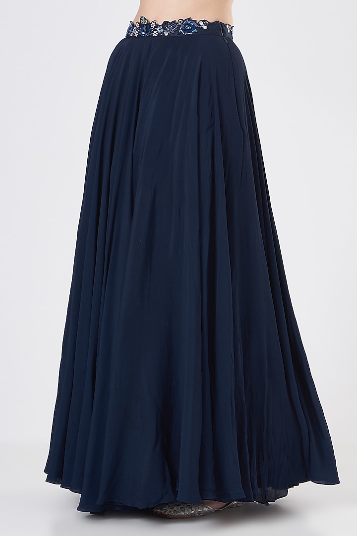 Midnight Blue Hand Embroidered Wedding Lehenga Set by Dheeru Taneja at Pernia's Pop Up Shop
