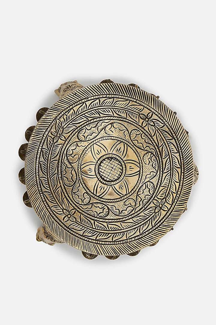 Golden Brass Pooja Chowki by DecorTwist at Pernia's Pop Up Shop
