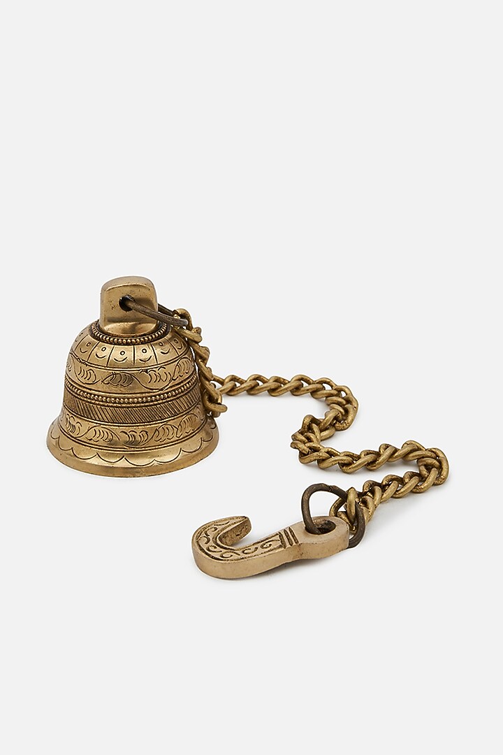 Gold Brass Antique Hanging Bell Set by DecorTwist at Pernia's Pop Up Shop