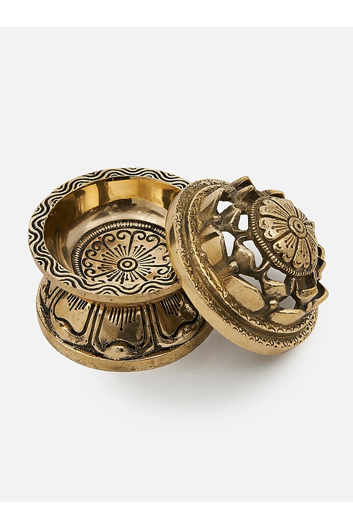 Gold Brass Lotus Dhoop Dani by DecorTwist at Pernia's Pop Up Shop