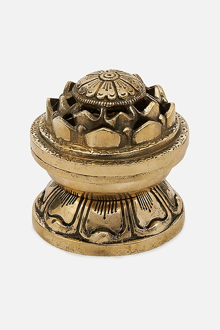 Gold Brass Lotus Dhoop Dani by DecorTwist at Pernia's Pop Up Shop
