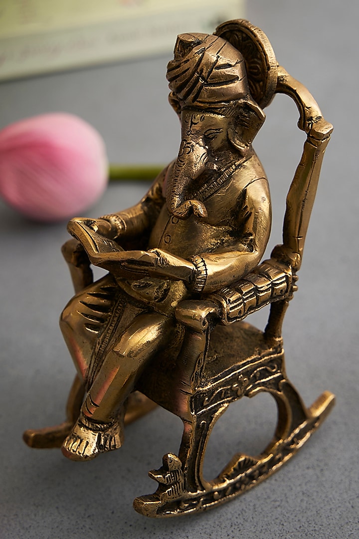 Gold Brass Lord Ganesh Statue by DecorTwist
