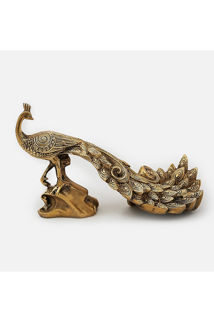 Gold Brass Peacock Showpiece by DecorTwist at Pernia's Pop Up Shop