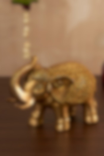 Gold Brass Antique Elephant Showpiece by DecorTwist