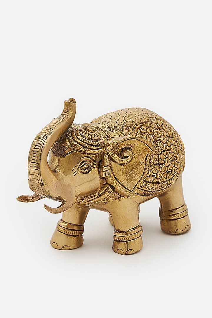 Gold Brass Antique Elephant Showpiece by DecorTwist at Pernia's Pop Up Shop