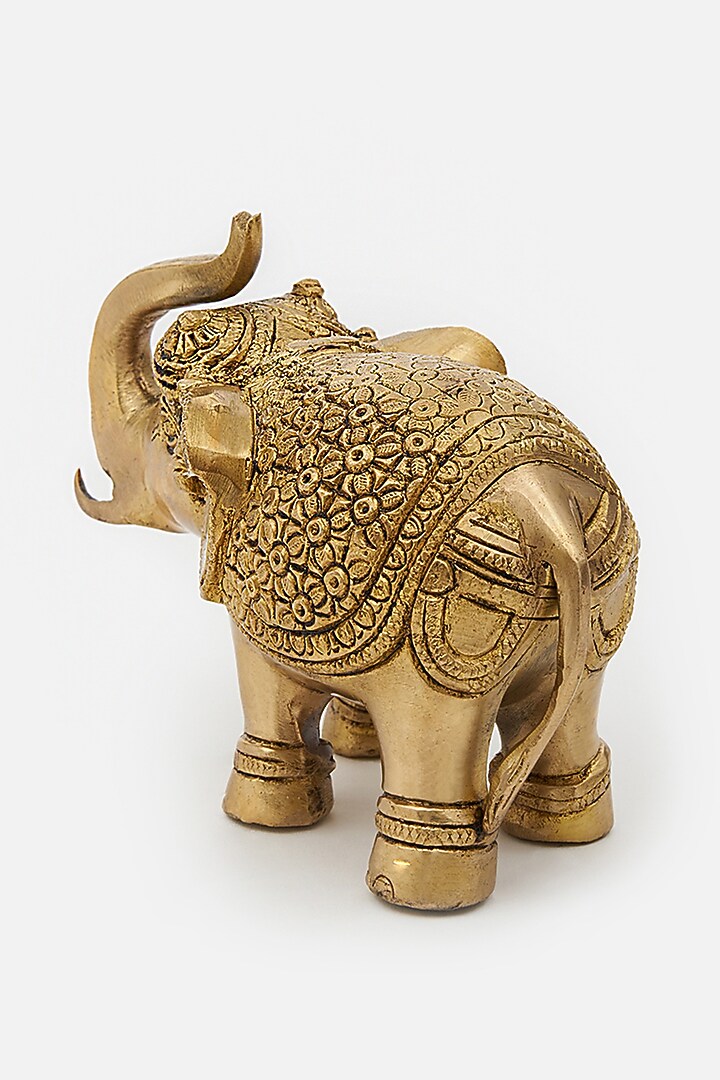 Gold Brass Antique Elephant Showpiece by DecorTwist at Pernia's Pop Up Shop