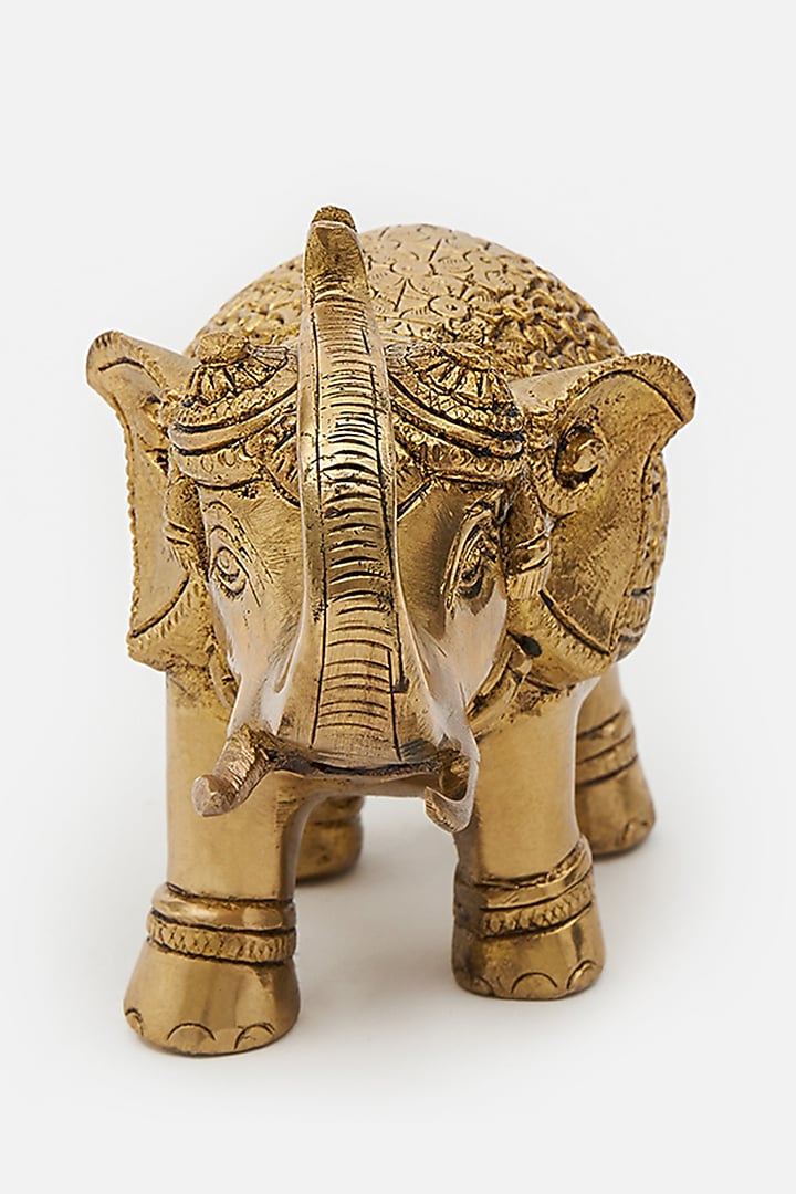 Gold Brass Antique Elephant Showpiece by DecorTwist at Pernia's Pop Up Shop