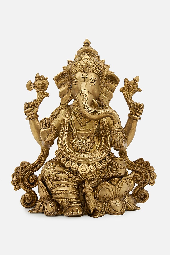 Gold Brass Lord Ganesha Idol by DecorTwist at Pernia's Pop Up Shop