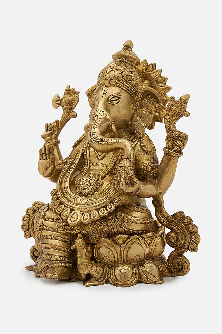 Gold Brass Lord Ganesha Idol by DecorTwist at Pernia's Pop Up Shop