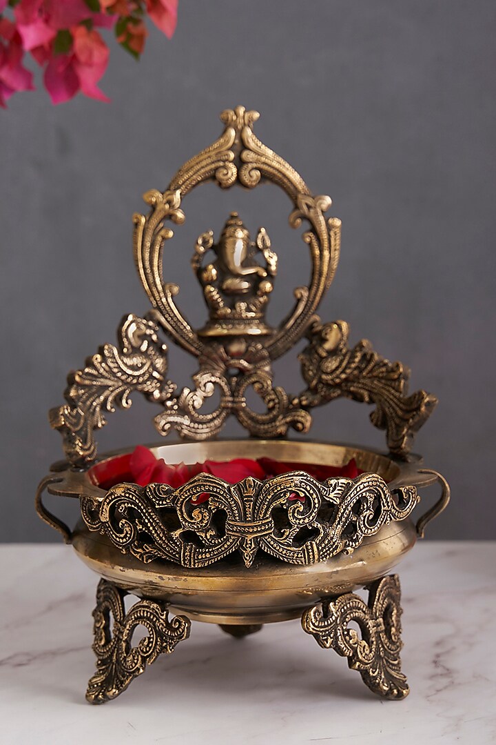 Gold Brass Ganesh Urli Bowl by DecorTwist at Pernia's Pop Up Shop
