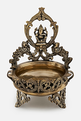 Gold Brass Ganesh Urli Bowl by DecorTwist