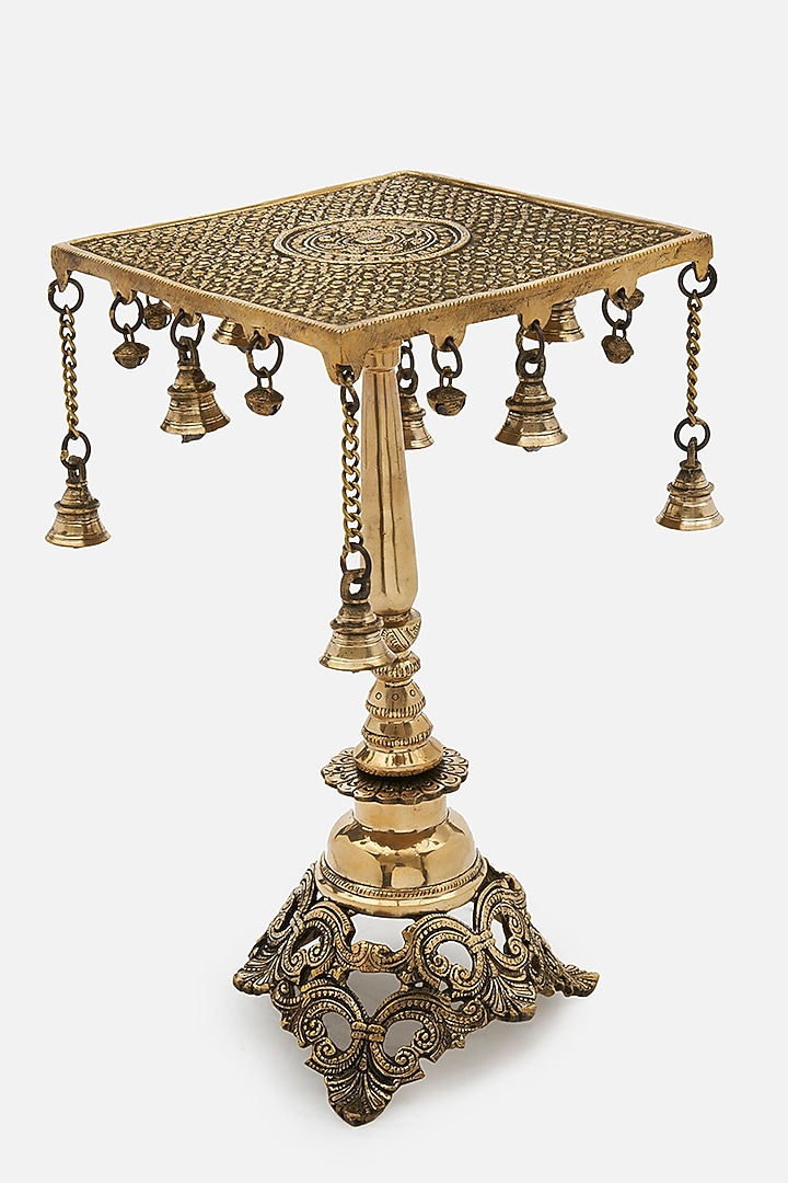 Gold Brass Handcrafted Stool by DecorTwist at Pernia's Pop Up Shop