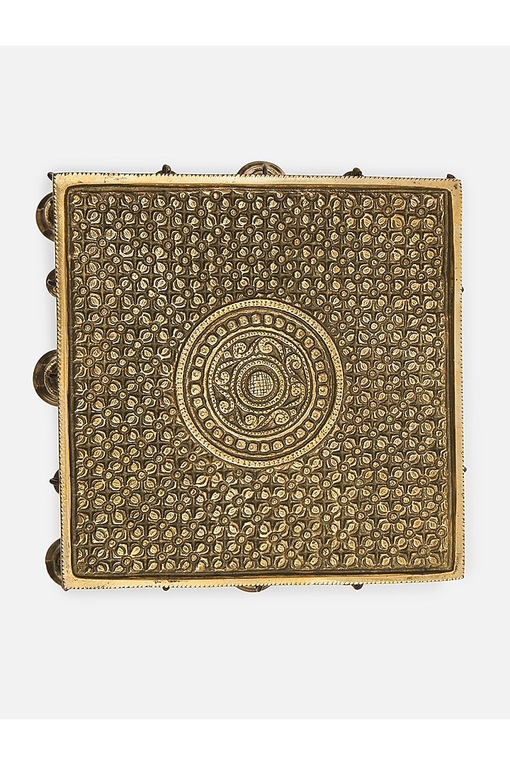 Gold Brass Handcrafted Stool by DecorTwist at Pernia's Pop Up Shop