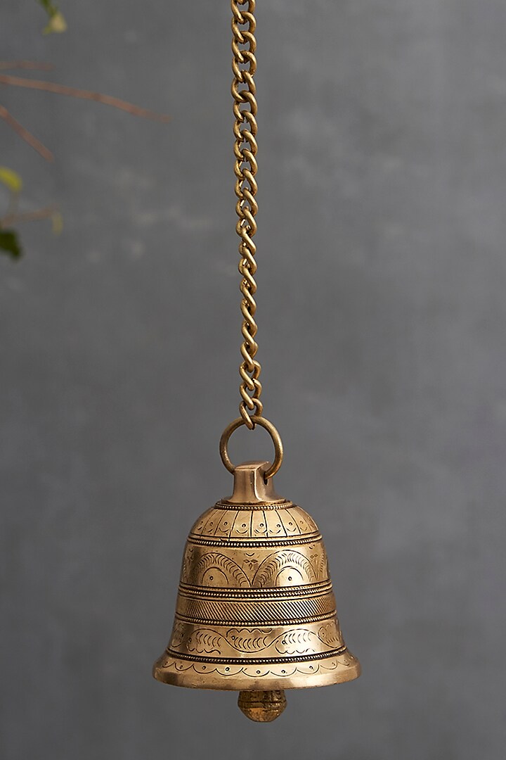 Gold Brass Hanging Bell by DecorTwist