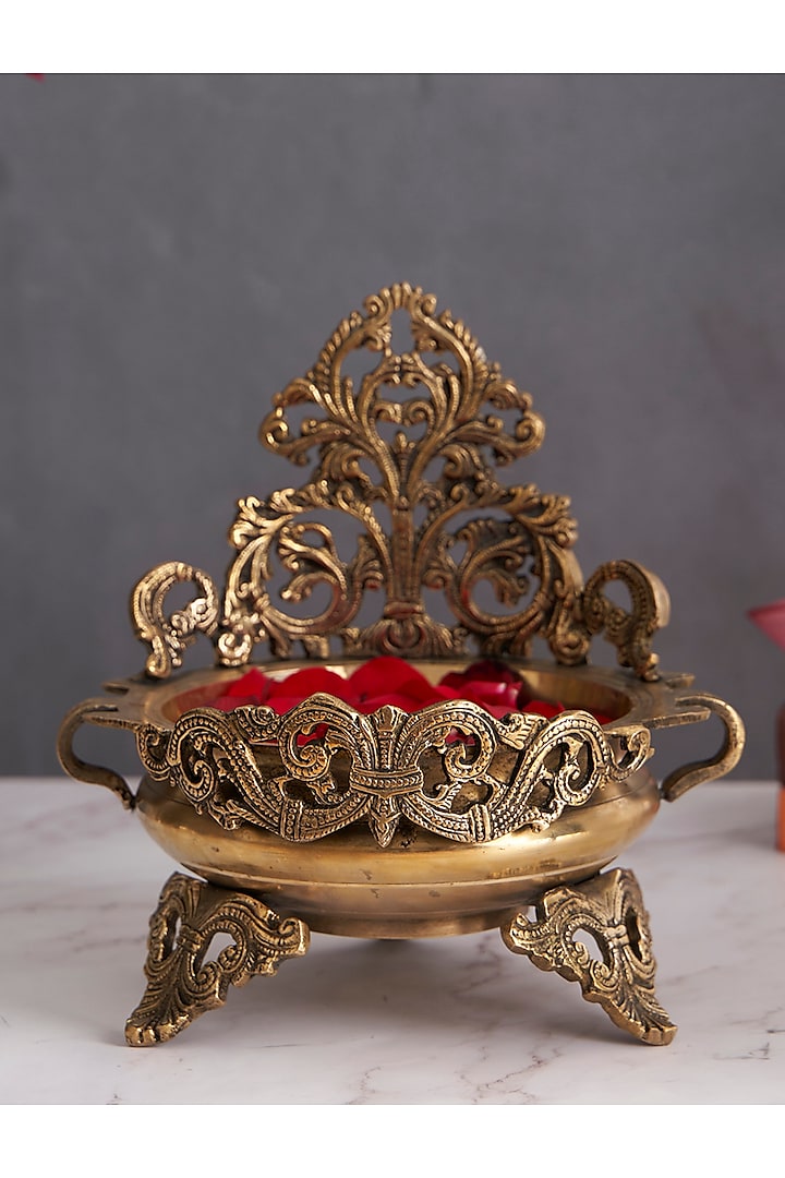 Gold Brass Handcrafted Urli Bowl by DecorTwist
