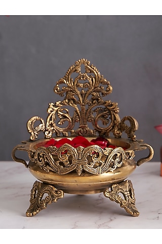 Gold Brass Handcrafted Urli Bowl by DecorTwist